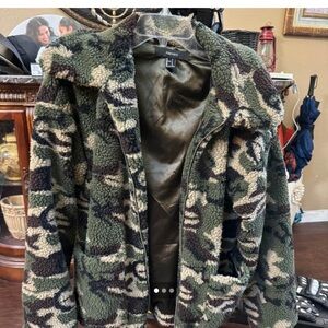 Forever 21 Olive and Black Teddy Jacket